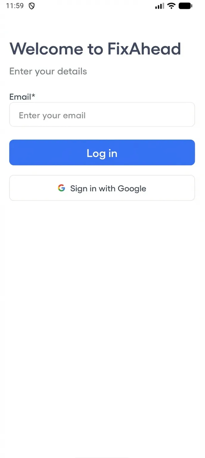 Mobile sign-in screen with a Sign in with Google button