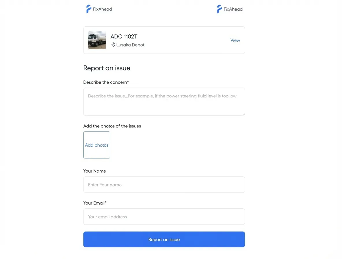 Public issue reporting form via QR code scan